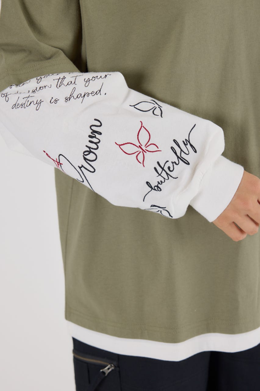 【UNISEX】オーバーロゴレイヤードロングスリーブTシャツ KHA M