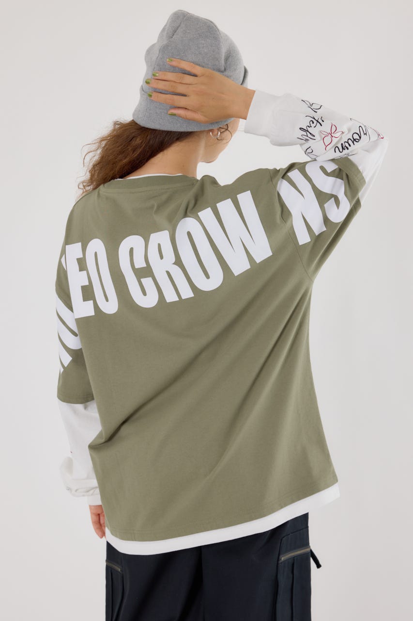 【UNISEX】オーバーロゴレイヤードロングスリーブTシャツ KHA M