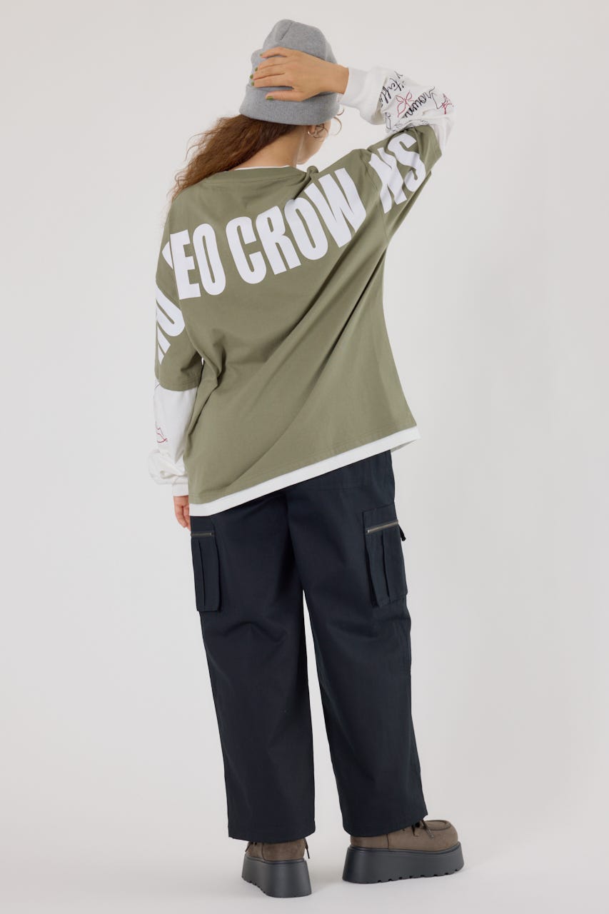 【UNISEX】オーバーロゴレイヤードロングスリーブTシャツ KHA M