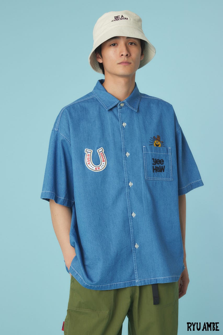 【UNISEX】(Ryu Ambe)Yee Haw シャツ BLU FREE
