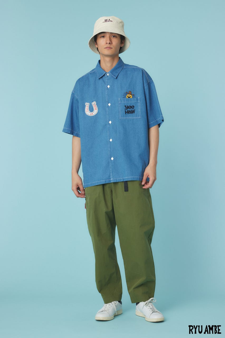 【UNISEX】(Ryu Ambe)Yee Haw シャツ BLU FREE