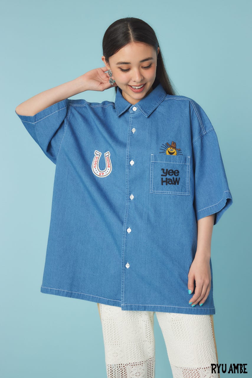 【UNISEX】(Ryu Ambe)Yee Haw シャツ BLU FREE
