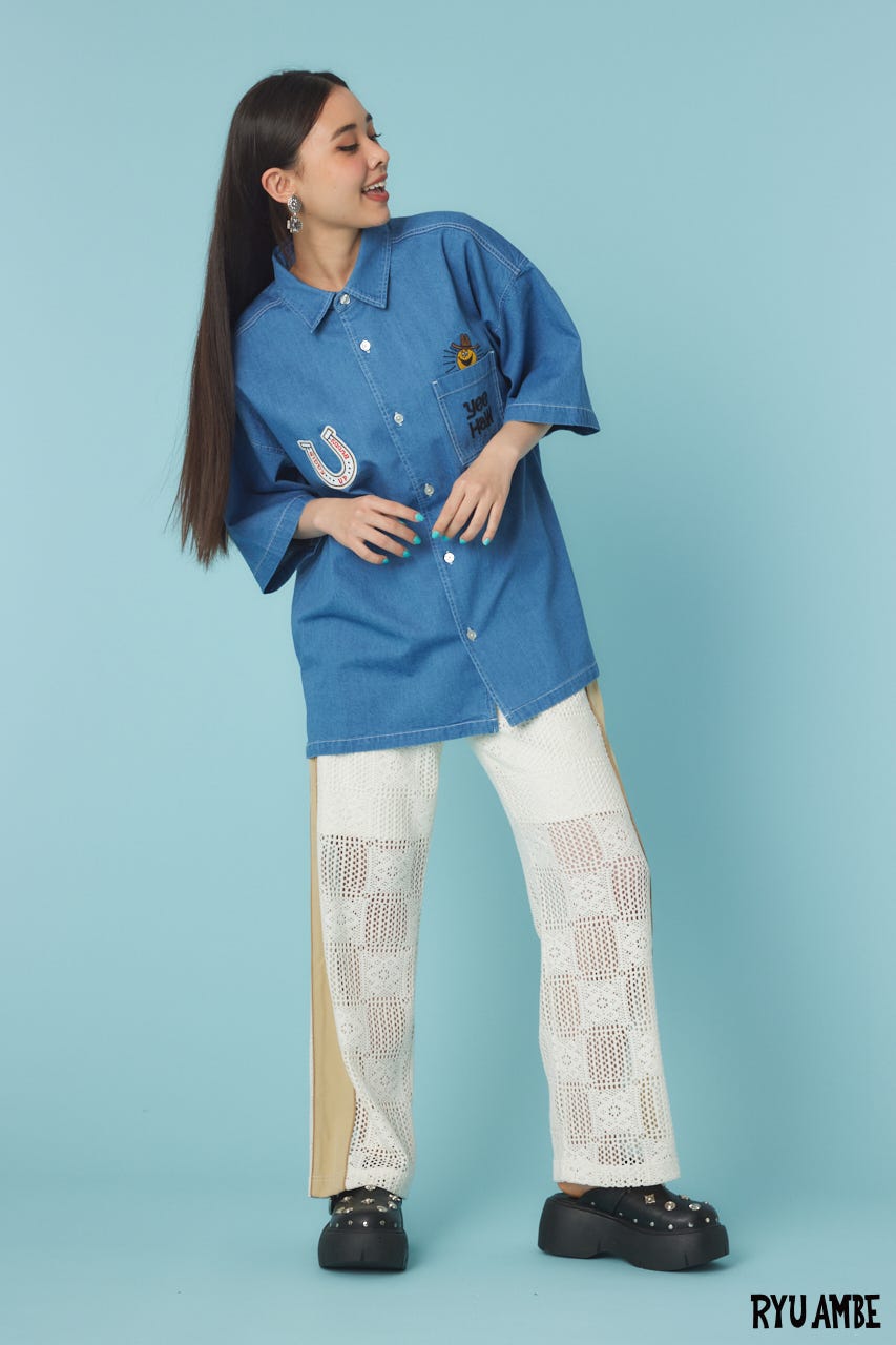 【UNISEX】(Ryu Ambe)Yee Haw シャツ BLU FREE