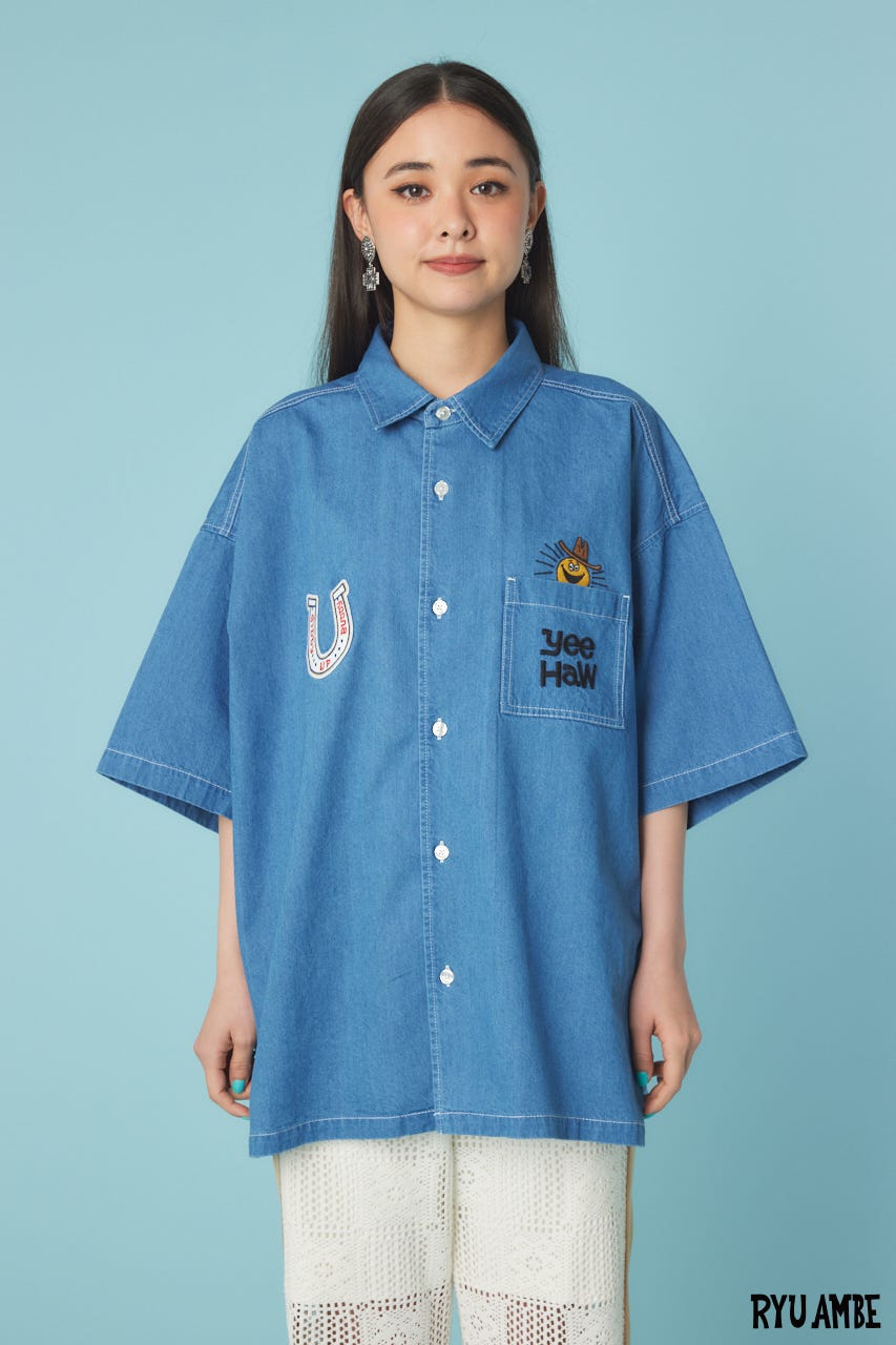 【UNISEX】(Ryu Ambe)Yee Haw シャツ BLU FREE