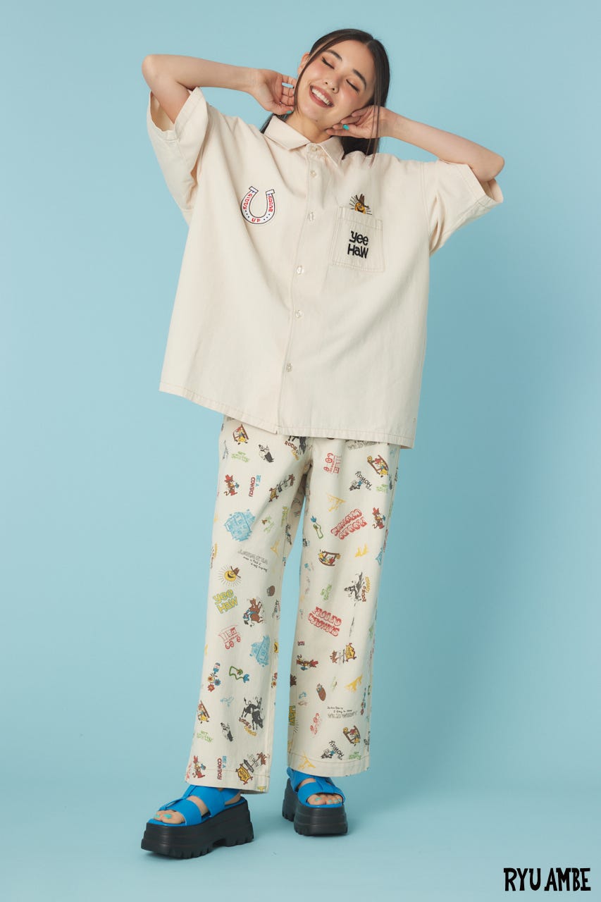 【UNISEX】(Ryu Ambe)Yee Haw シャツ IVOY FREE