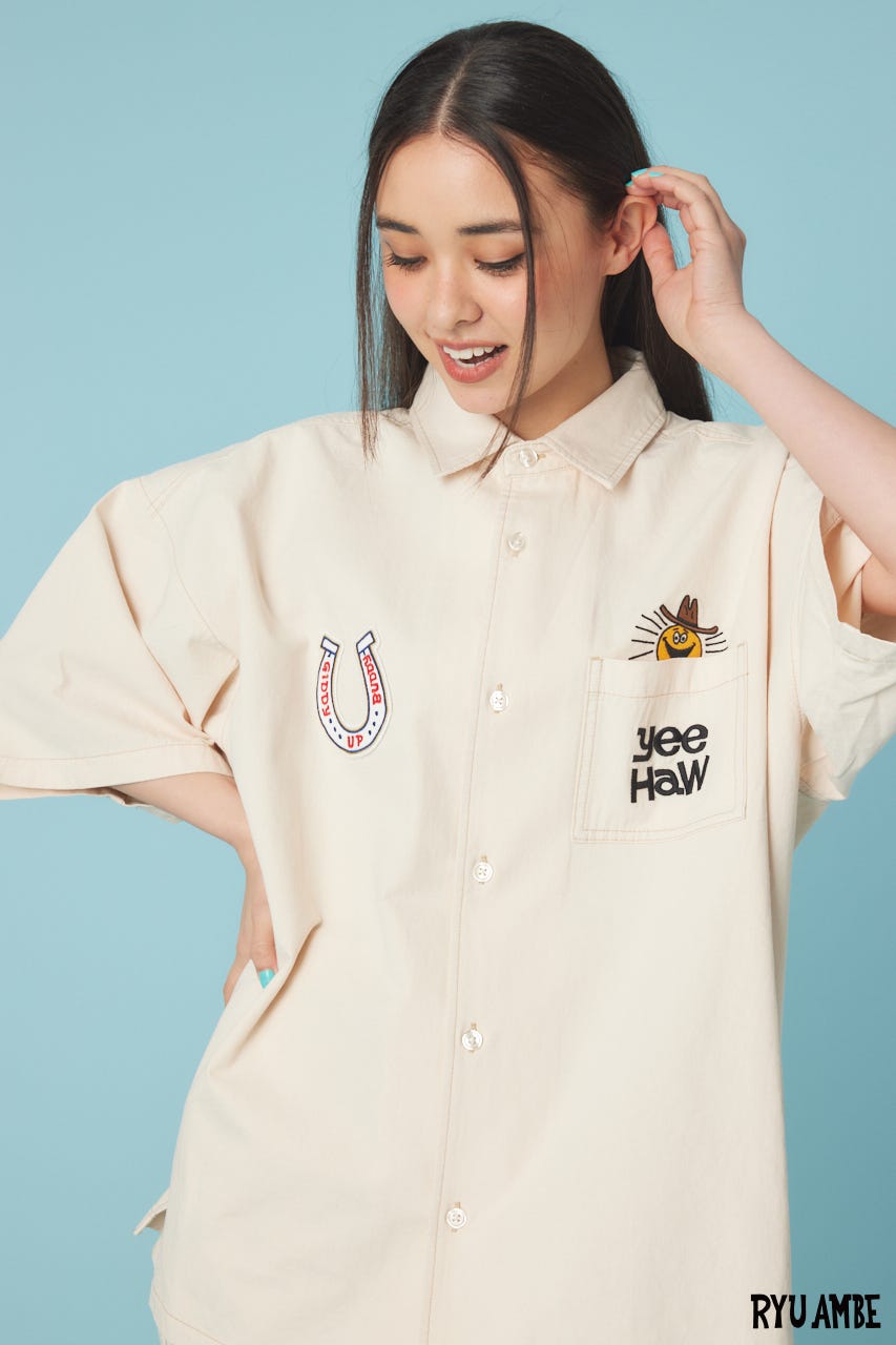 【UNISEX】(Ryu Ambe)Yee Haw シャツ IVOY FREE