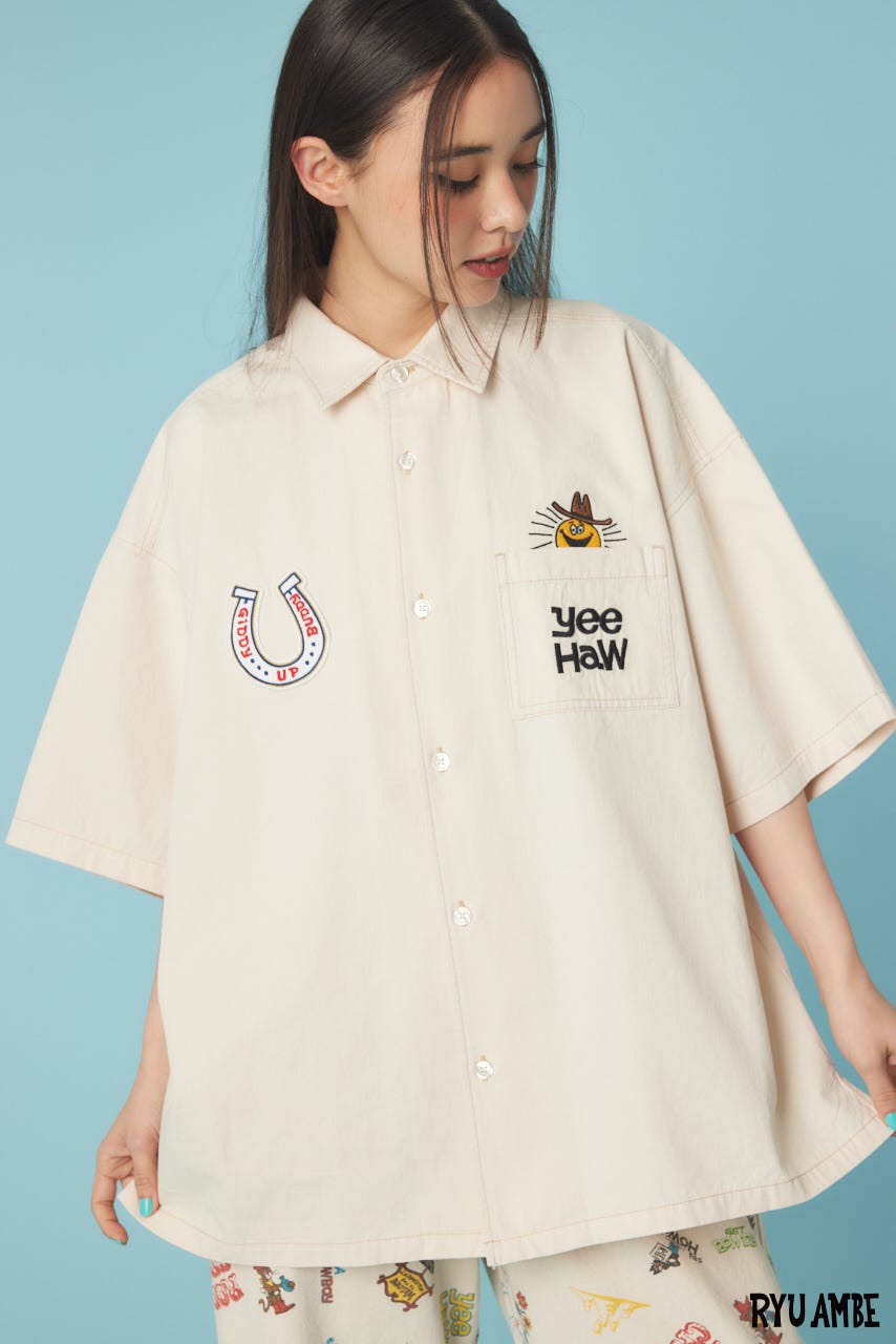 【UNISEX】(Ryu Ambe)Yee Haw シャツ IVOY FREE