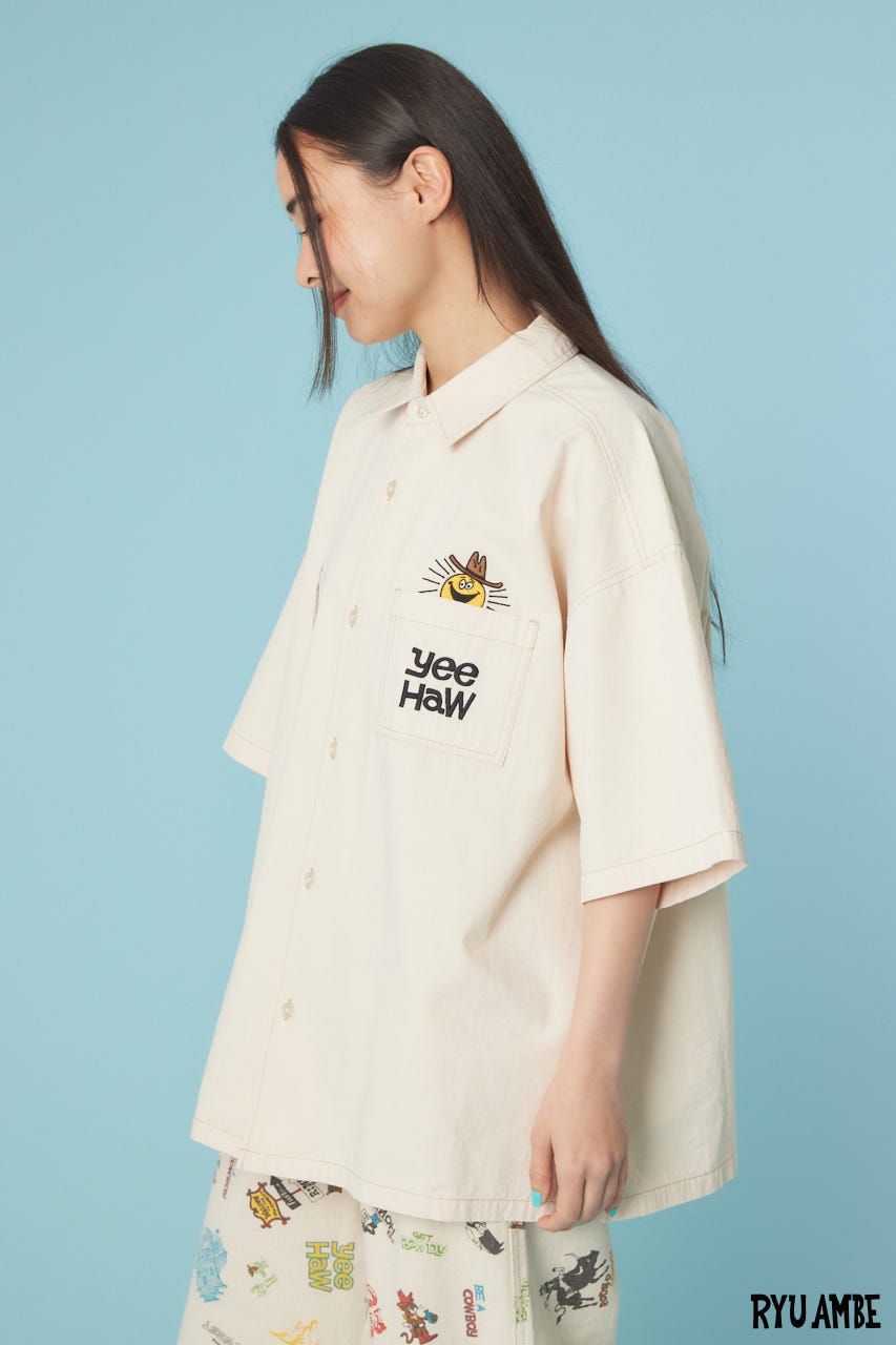 【UNISEX】(Ryu Ambe)Yee Haw シャツ IVOY FREE