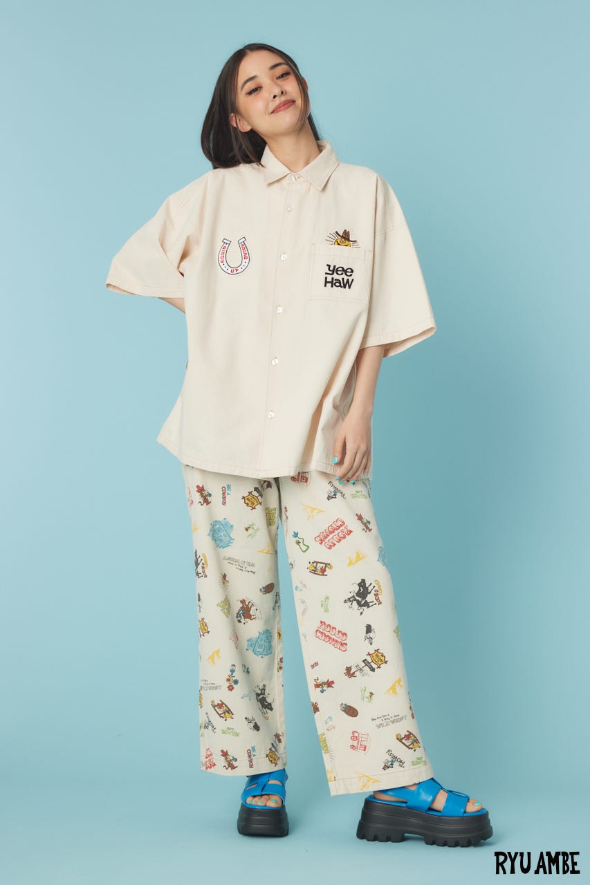 【UNISEX】(Ryu Ambe)Yee Haw シャツ IVOY FREE
