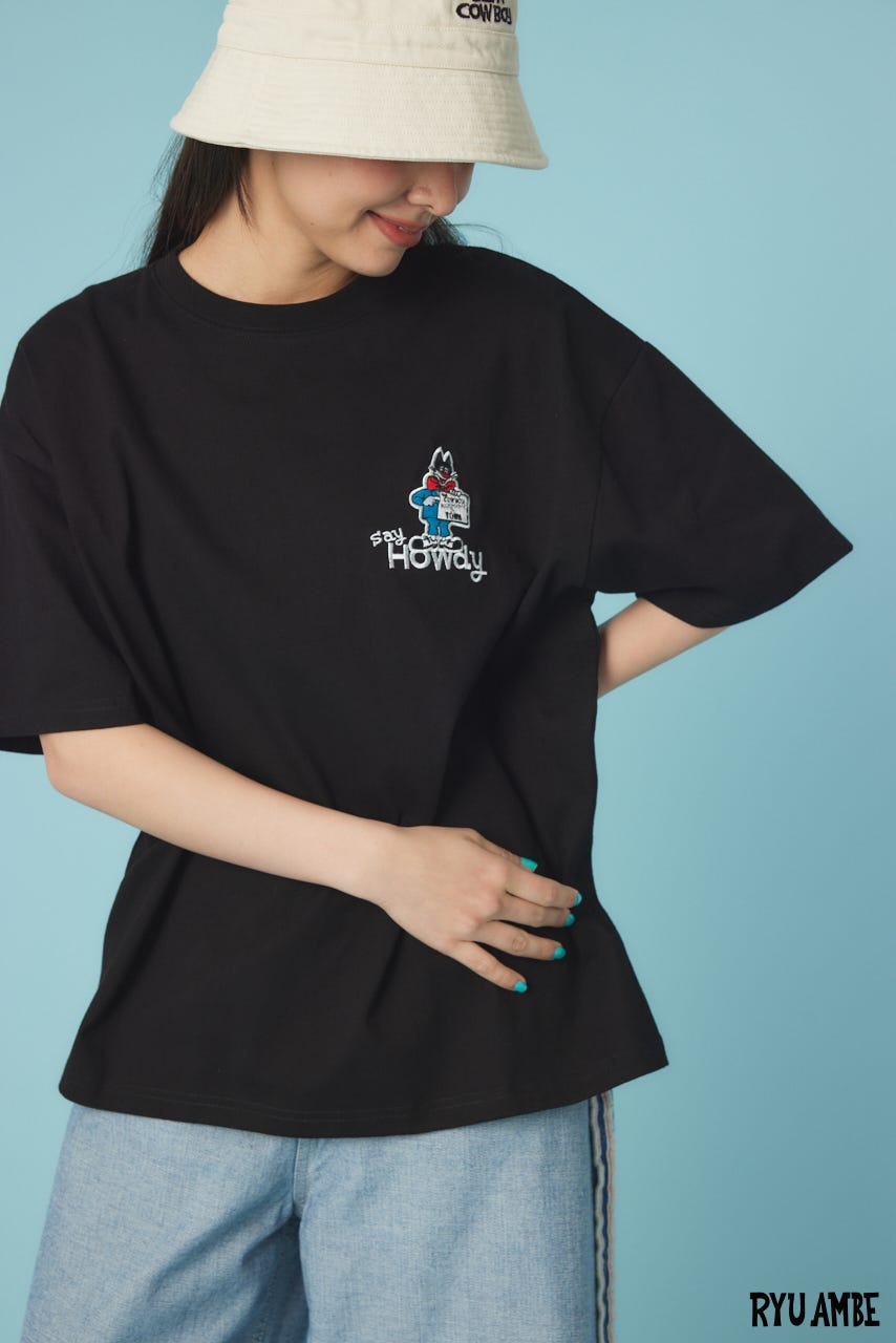 【UNISEX】(Ryu Ambe)MOTIF刺繍Tシャツ BLK M