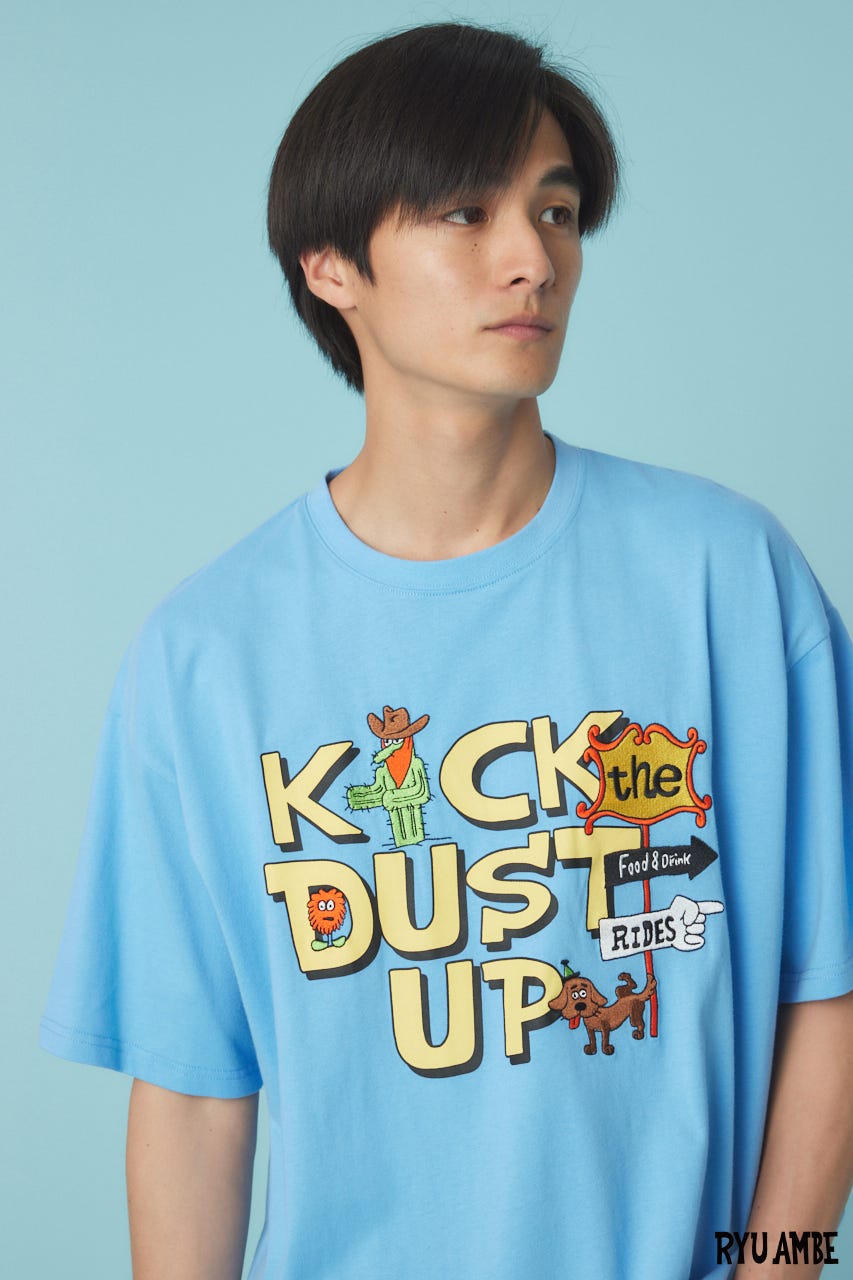 【UNISEX】(Ryu Ambe)MOTIF刺繍Tシャツ BLU L