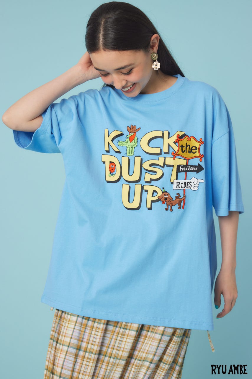 【UNISEX】(Ryu Ambe)MOTIF刺繍Tシャツ BLU L