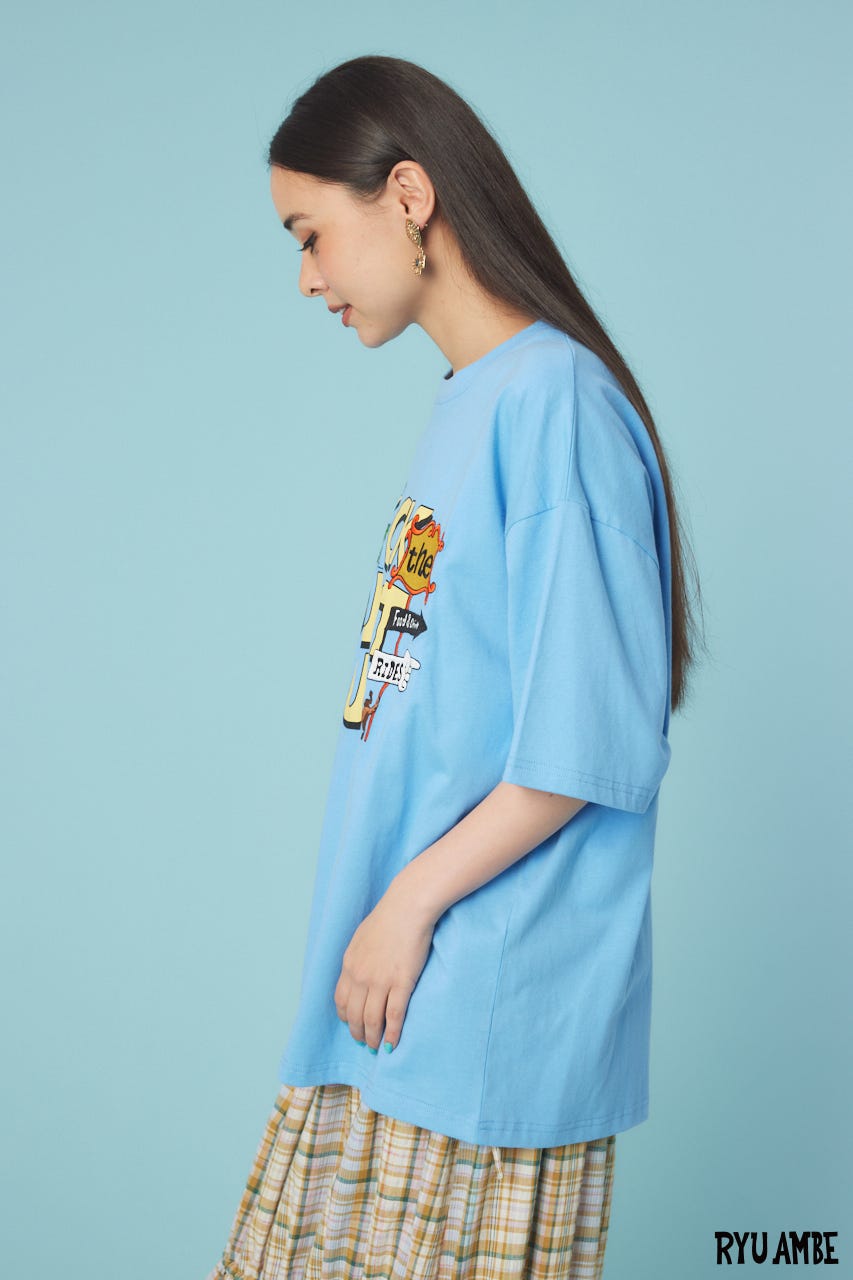 【UNISEX】(Ryu Ambe)MOTIF刺繍Tシャツ BLU L