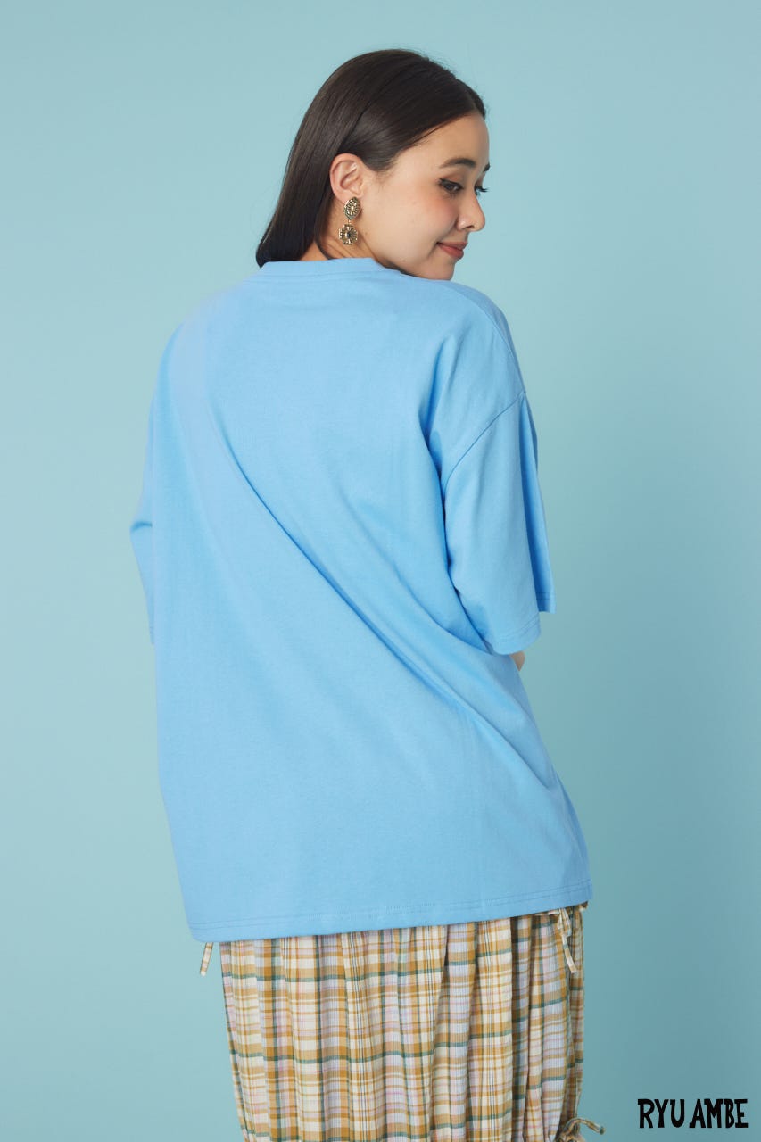 【UNISEX】(Ryu Ambe)MOTIF刺繍Tシャツ BLU L