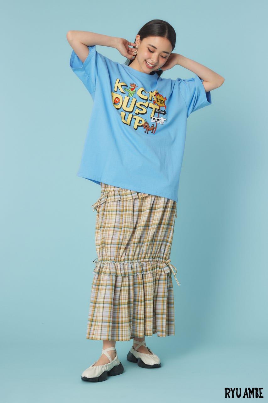 【UNISEX】(Ryu Ambe)MOTIF刺繍Tシャツ BLU L