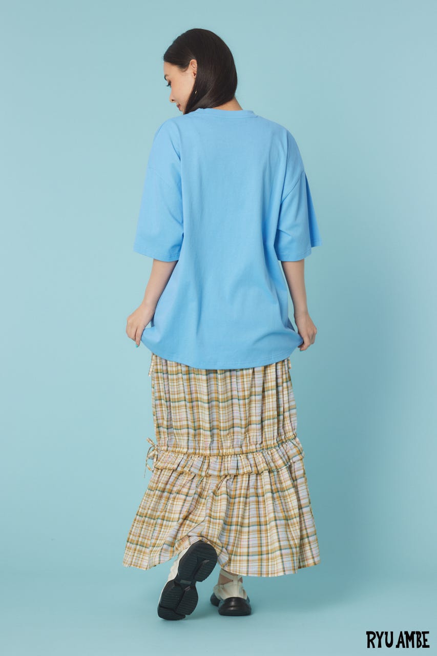【UNISEX】(Ryu Ambe)MOTIF刺繍Tシャツ BLU L