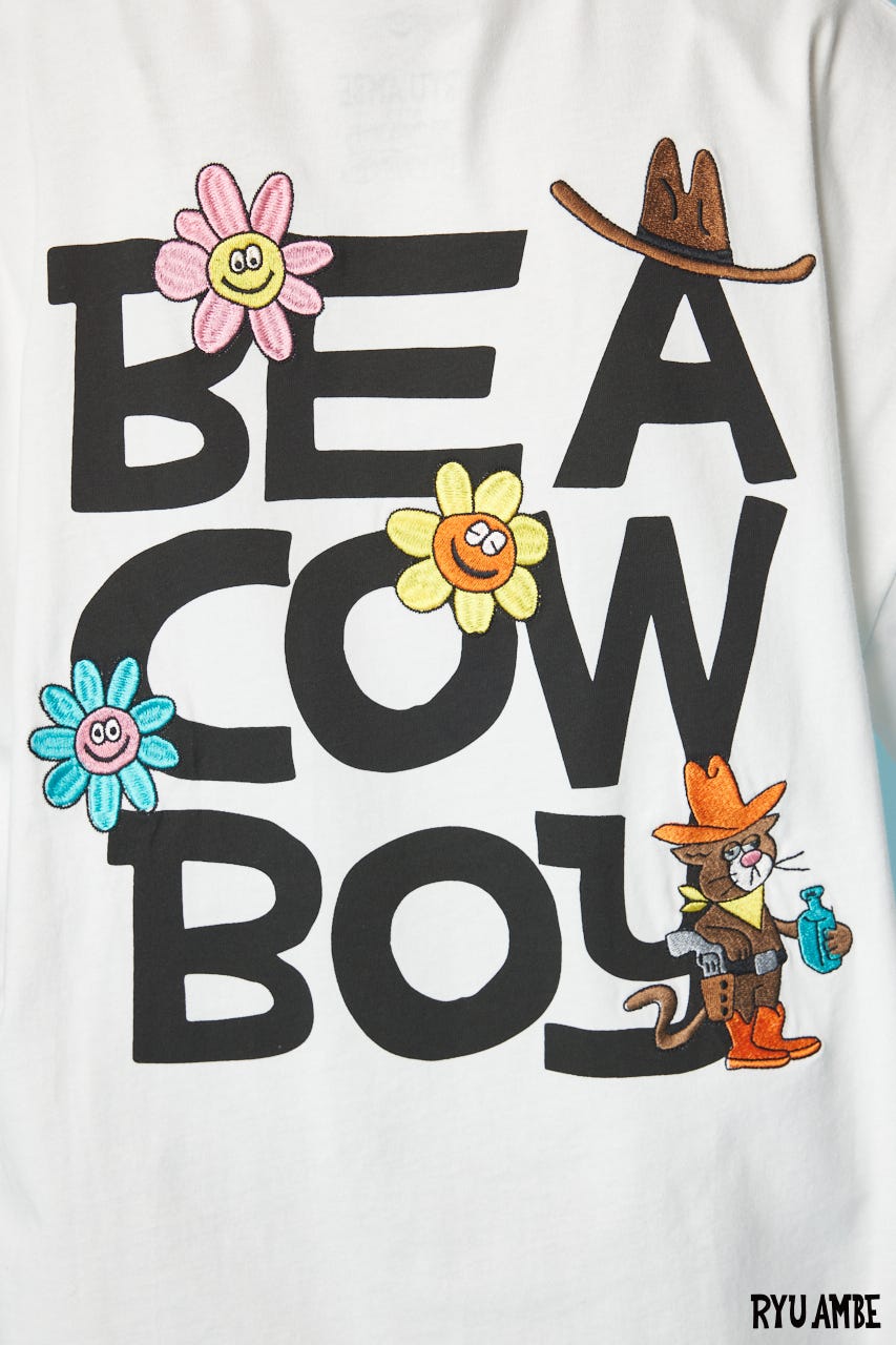 【UNISEX】(Ryu Ambe)MOTIF刺繍Tシャツ O/WHT M