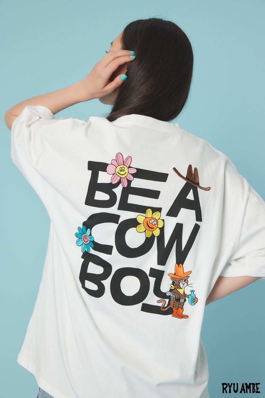 【UNISEX】(Ryu Ambe)MOTIF刺繍Tシャツ O/WHT M