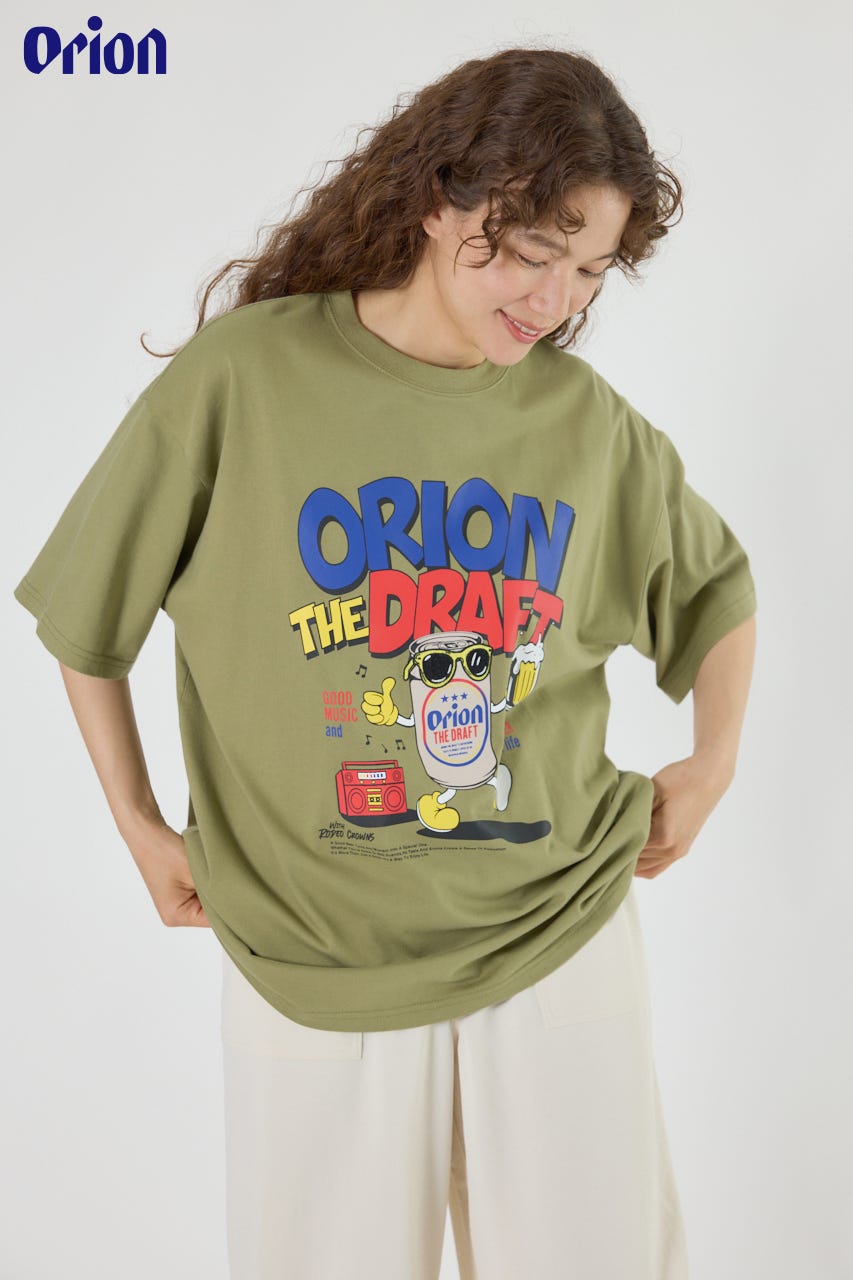 ビックロゴTEE oriens RODEO CROWNS WIDE BOWL Orion BeerxRCSラグラン5分トップス BLU
