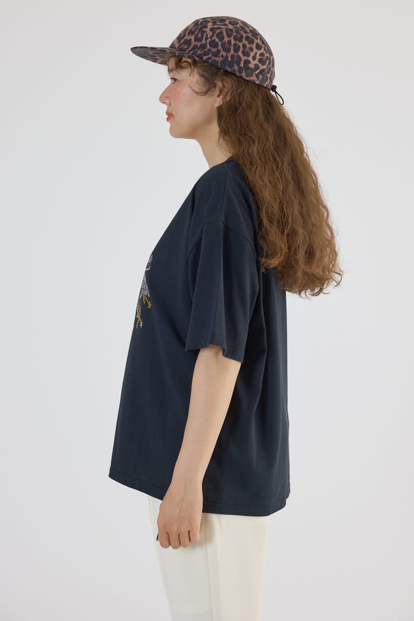 Embroidery motif Tシャツ BLK L