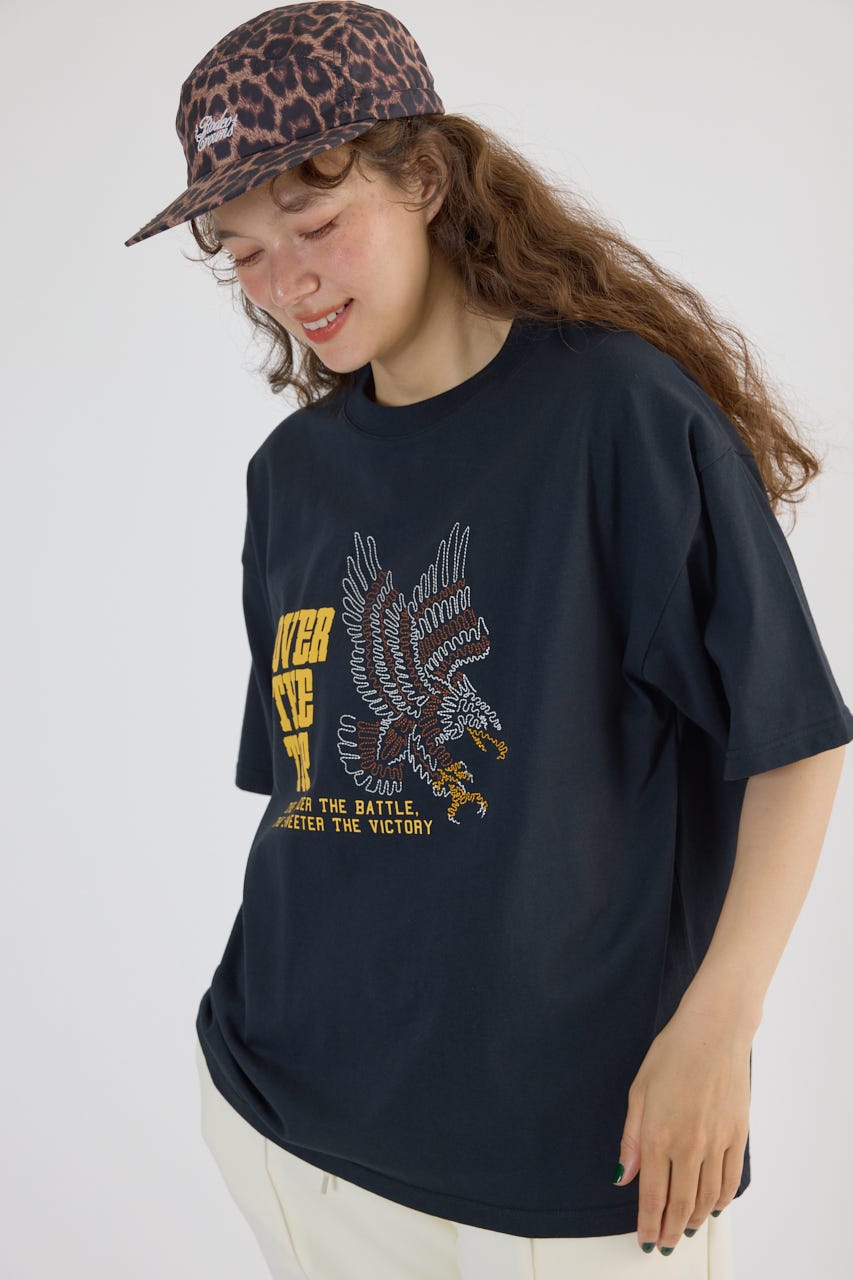 Embroidery motif Tシャツ BLK L