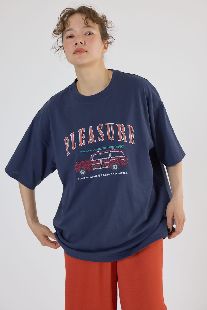 Embroidery motif Tシャツ NVY M