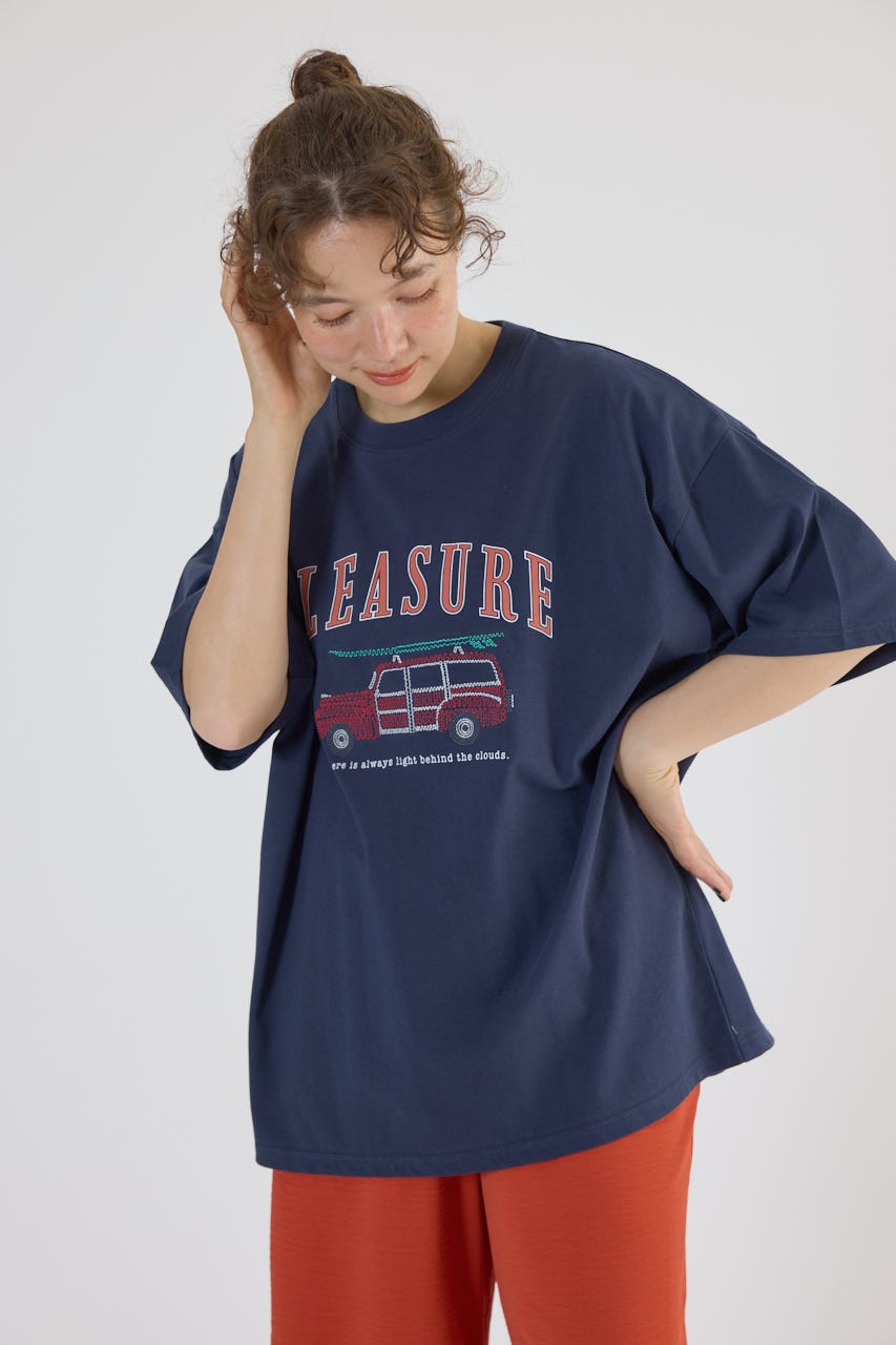 Embroidery motif Tシャツ NVY M