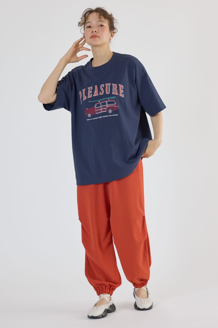 Embroidery motif Tシャツ NVY M
