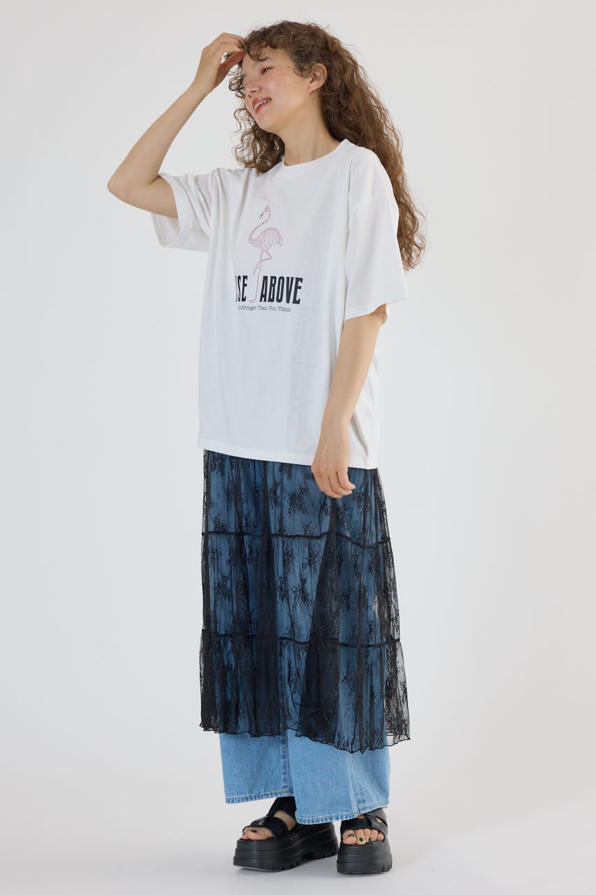 Embroidery motif Tシャツ WHT L