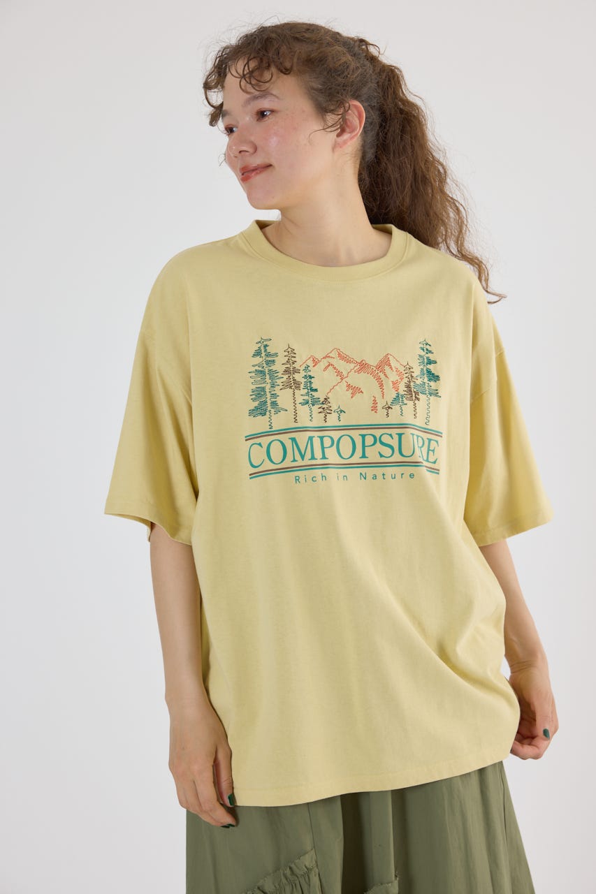 Embroidery motif Tシャツ YEL L