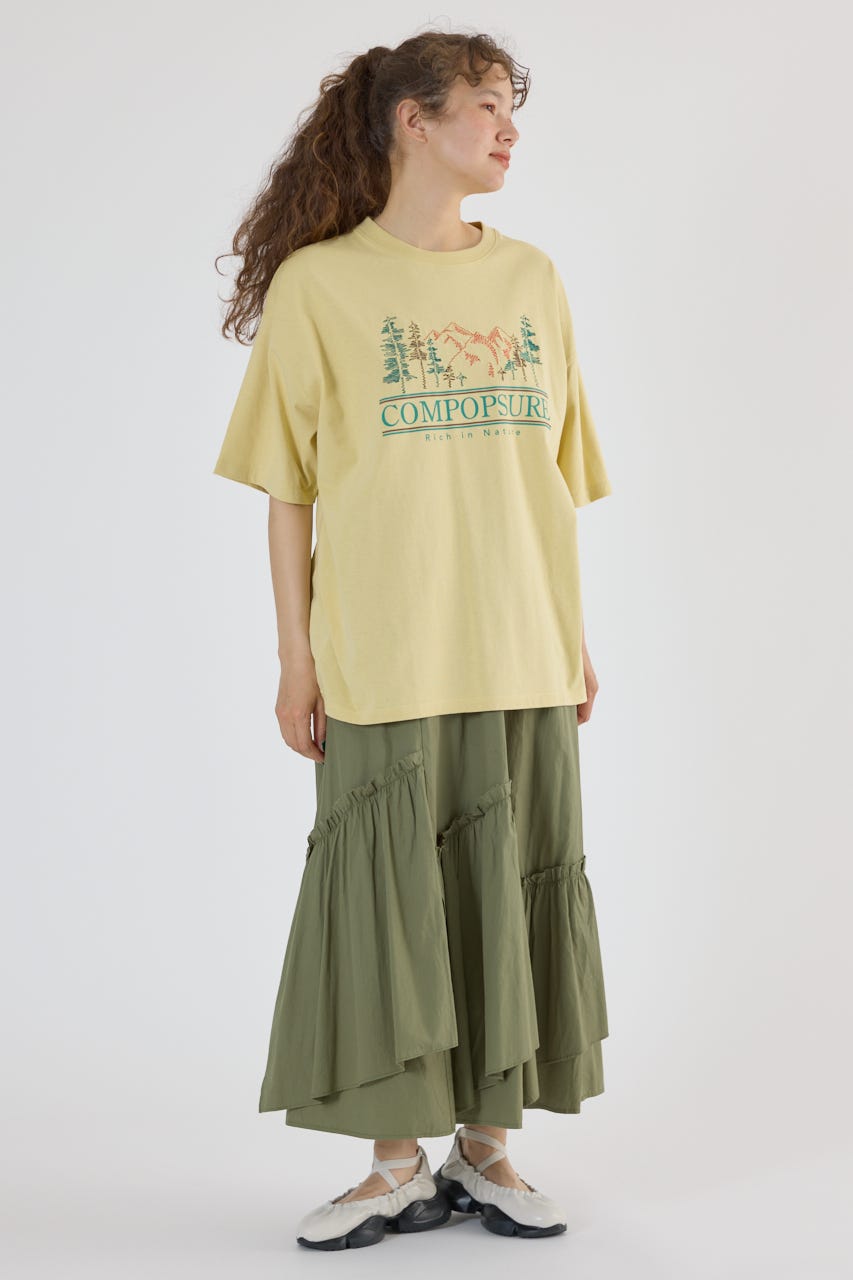 Embroidery motif Tシャツ YEL L