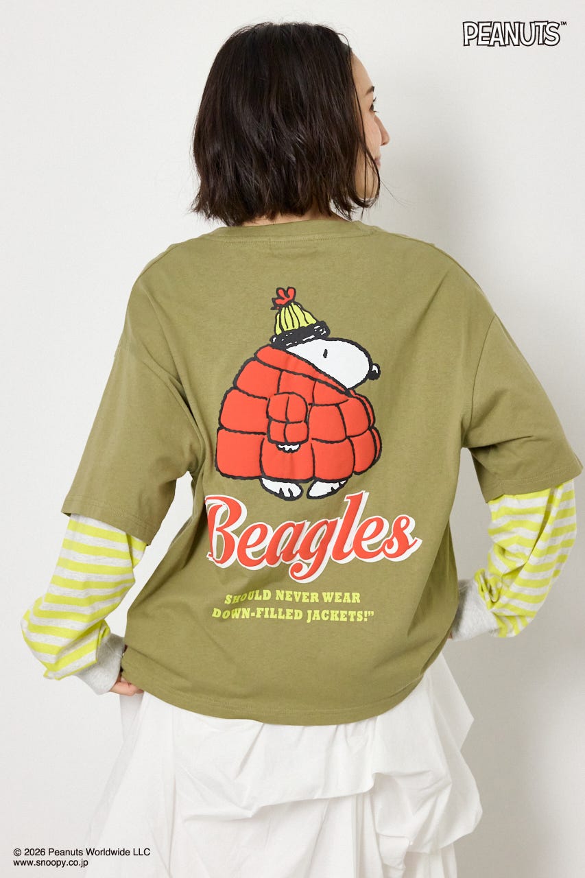 【UNISEX】(PEANUTS)フェイクレイヤードロングTシャツ