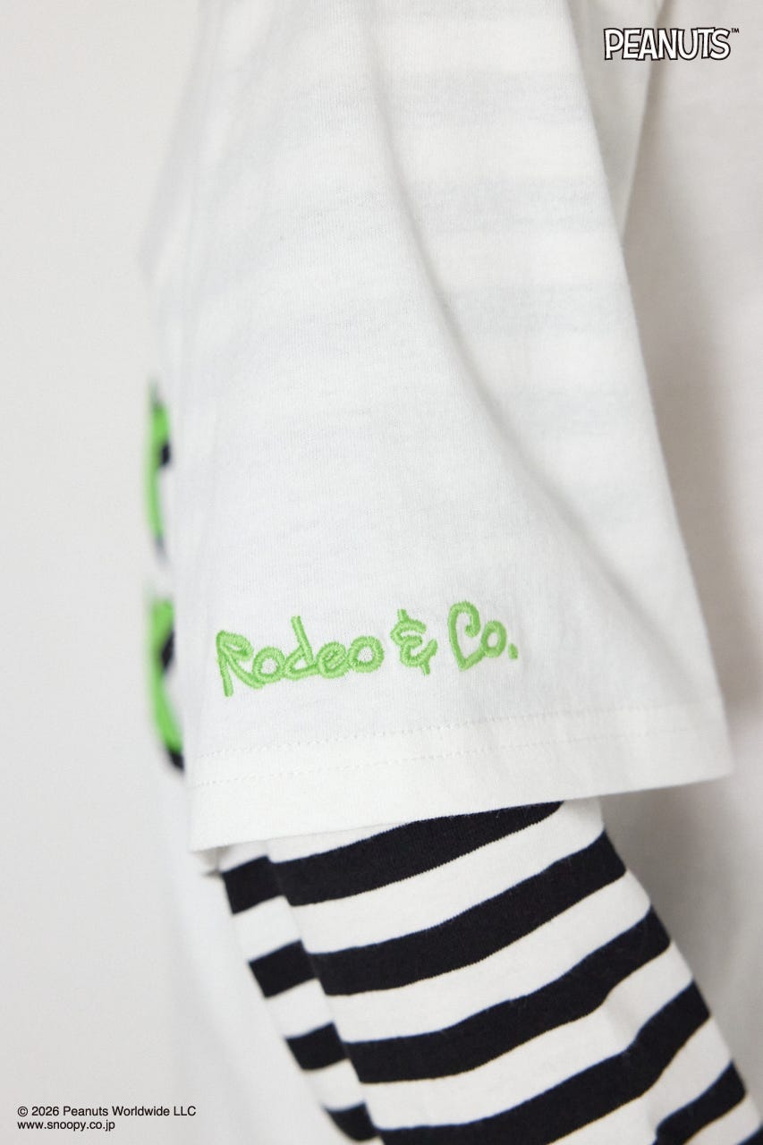 【UNISEX】(PEANUTS)フェイクレイヤードロングTシャツ O/WHT L