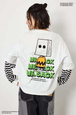 【UNISEX】(PEANUTS)フェイクレイヤードロングTシャツ