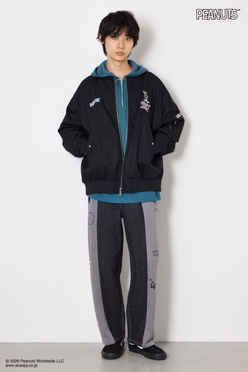 【UNISEX】(PEANUTS)ビックブルゾン BLK FREE