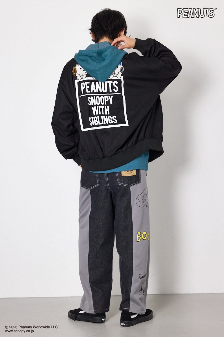 【UNISEX】(PEANUTS)ビックブルゾン BLK FREE