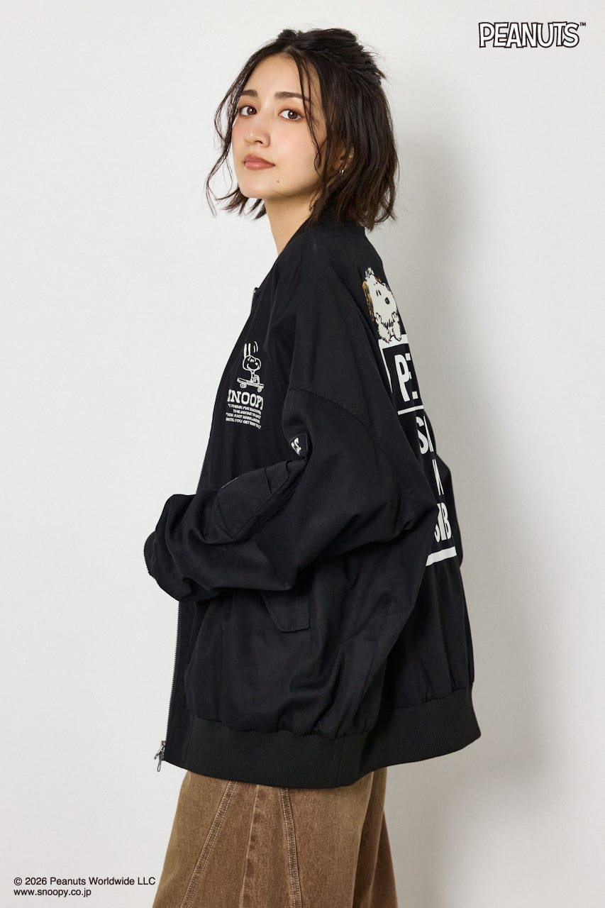 【UNISEX】(PEANUTS)ビックブルゾン BLK FREE