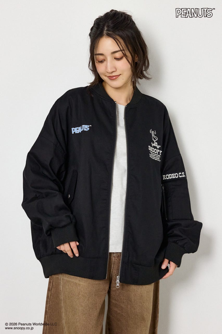 【UNISEX】(PEANUTS)ビックブルゾン BLK FREE