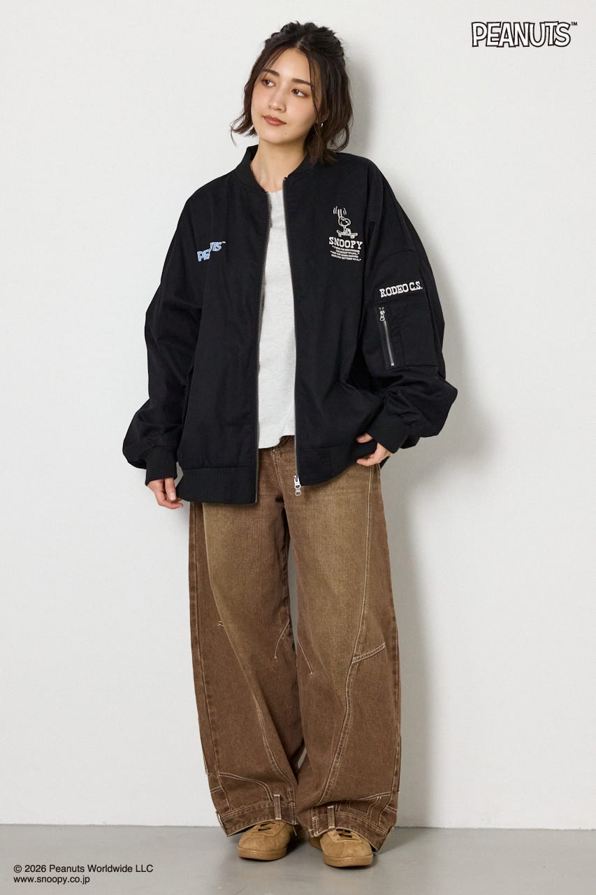 【UNISEX】(PEANUTS)ビックブルゾン BLK FREE