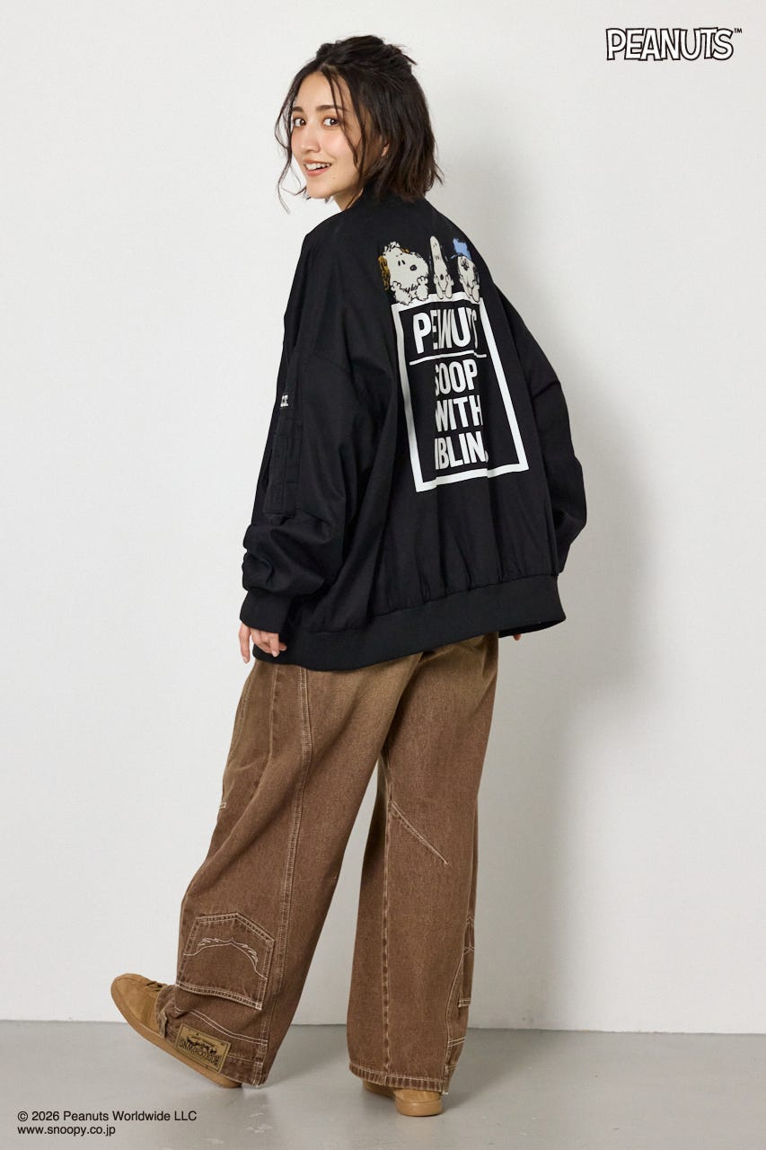 【UNISEX】(PEANUTS)ビックブルゾン BLK FREE