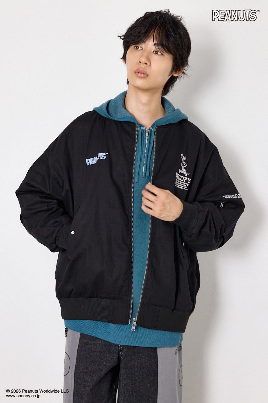 【UNISEX】(PEANUTS)ビックブルゾン BLK FREE