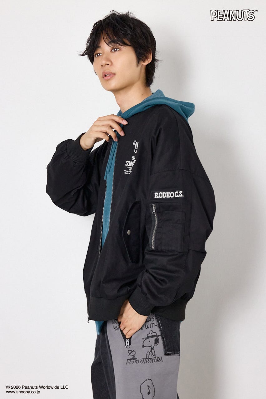 【UNISEX】(PEANUTS)ビックブルゾン BLK FREE