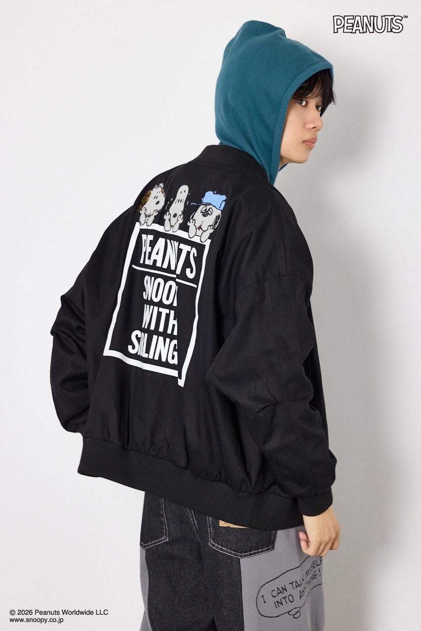 【UNISEX】(PEANUTS)ビックブルゾン BLK FREE