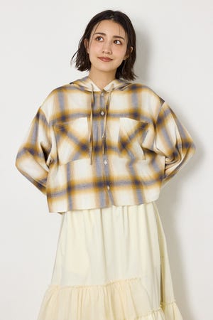 【UNISEX】フーディーチェックシャツ