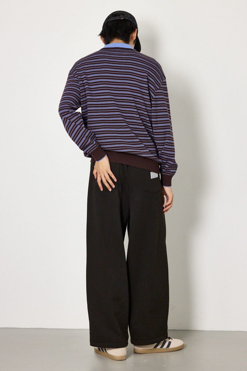 (UNISEX)SHAREニットポロシャツ 柄BRN L