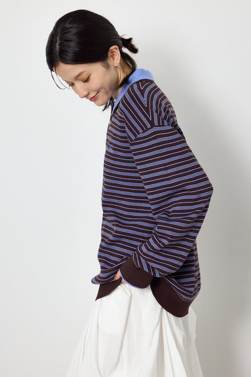 (UNISEX)【AW先行予約アイテム】SHAREニットポロシャツ 柄BRN L