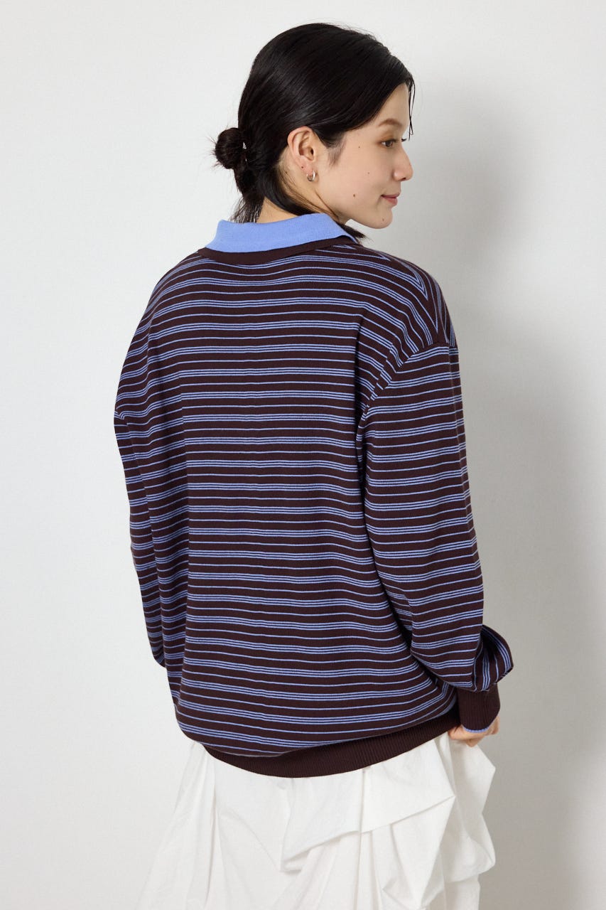 (UNISEX)【AW先行予約アイテム】SHAREニットポロシャツ 柄BRN L