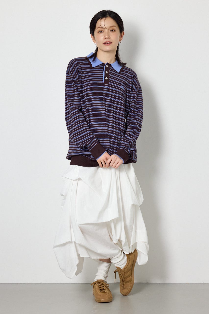(UNISEX)【AW先行予約アイテム】SHAREニットポロシャツ 柄BRN L