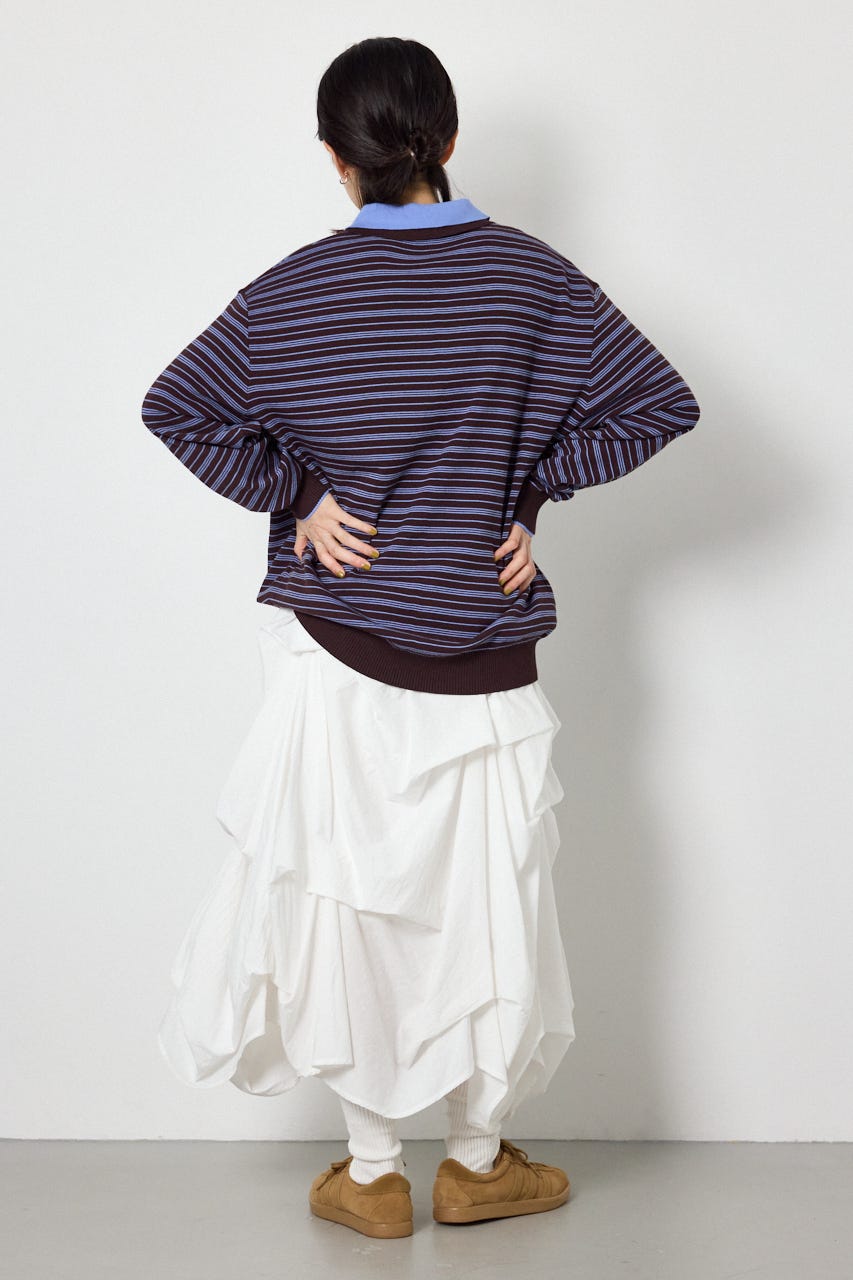 (UNISEX)【AW先行予約アイテム】SHAREニットポロシャツ 柄BRN L