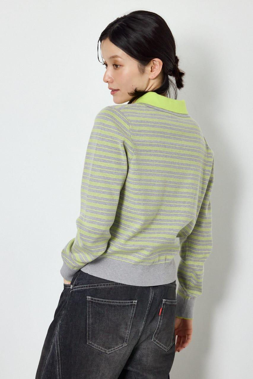 (UNISEX)【AW先行予約アイテム】SHAREニットポロシャツ 柄GRY M